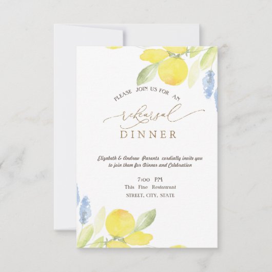 Aquarel Citroenen Proefavond Diner Kaart (Voorkant)