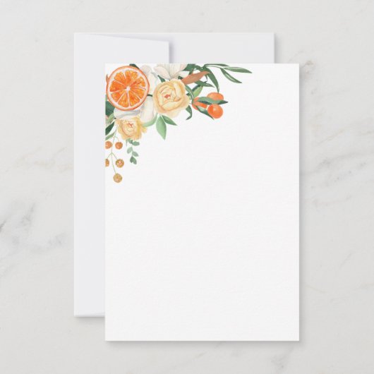 Aquarel Citrus Bloem Bruidsfeest Dank Je Bedankkaart (Achterkant)