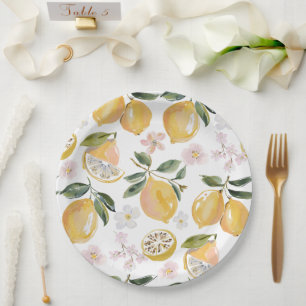 Aquarel Citrus & Bosbes Patroon Papieren Bordje