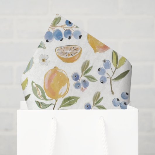 Aquarel Citrus & Bosbes Patroon Tissuepapier (Cadeauzakje)