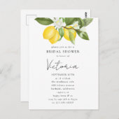 Aquarel Citrus Citroen Bruiloft Uitnodiging (Voorkant / Achterkant)