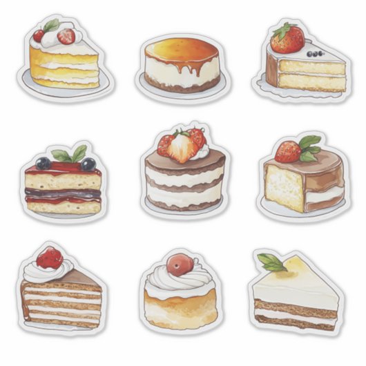 aquarel clipart van Cake dessert collectie Sticker (Voorkant)
