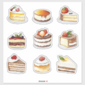 aquarel clipart van Cake dessert collectie Sticker (Vel)