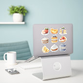aquarel clipart van Cake dessert collectie Sticker (Laptop op bureau)