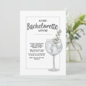 Aquarel Cocktail Thema Bachelorette Party Kaart (Staand voorkant)
