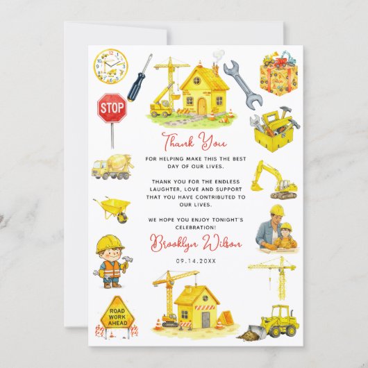 Aquarel Constructie 2e Verjaardag Bedankkaart (Voorkant)