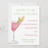 Aquarel Cosmopolitan Cocktail Party Uitnodiging (Voorkant)