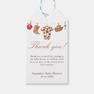 Aquarel cowboy Baby Shower Dank je Cadeaulabel