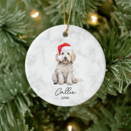 Aquarel Crème Parti Goldendoodle Honden Schilderij Keramisch Ornament