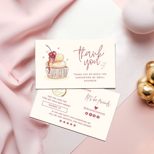 Aquarel Cupcake Bedankkaart Visitekaartje