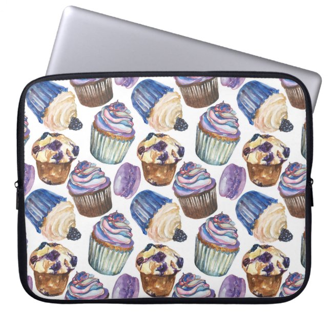 Aquarel cupcakes laptop sleeve (Voorkant)