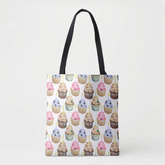 Aquarel cupcakes tote bag (Voorkant)