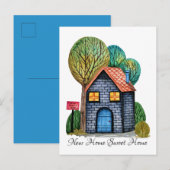 Aquarel Cute Home Sweet Home Kunst Aankondigingskaart (Voorkant / Achterkant)