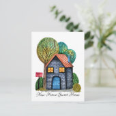 Aquarel Cute Home Sweet Home Kunst Aankondigingskaart (Staand voorkant)