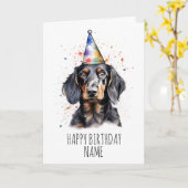Aquarel Dachshund Verjaardag Kaart (Gele Bloem)