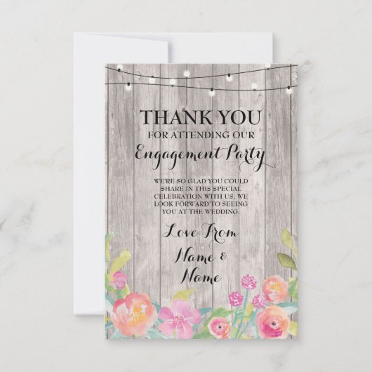 Aquarel Dank U Betrokkenheid Trouwbloemen Kaart (Voorkant)