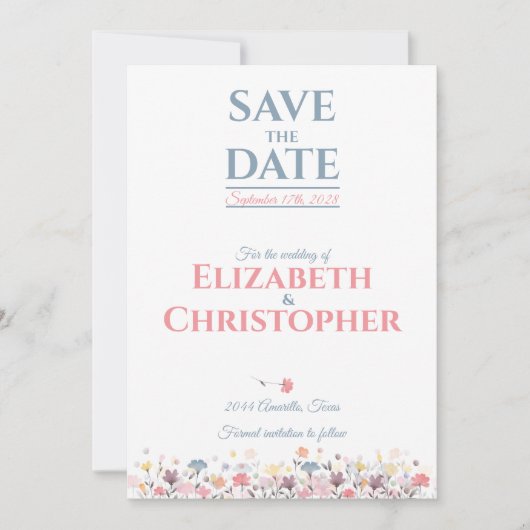 Aquarel Delicate Bloemen Bewaar De Datum Save The Date (Voorkant)
