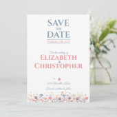 Aquarel Delicate Bloemen Bewaar De Datum Save The Date (Staand voorkant)
