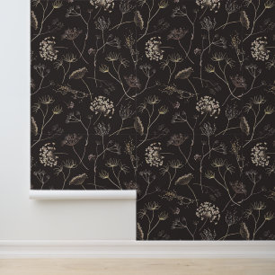Aquarel Delicate Gedroogde Planten Wilde Bloemen B Behang