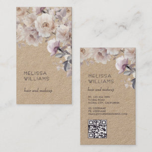 Aquarel Delicate Rozen   Qr Code Rustiek Visitekaartje