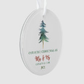 Aquarel Dennenbomen Onze Eerste Kerst Vakantie Ornament (voorkant)