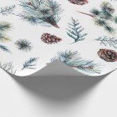 Aquarel Dennentakjes Kerstmis Cadeaupapier (Hoek)