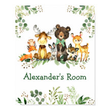 Aquarel Dieren in het Bos met Boog en Groene Plant