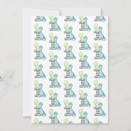Aquarel Dinosaurus 1e Verjaardagsfeest Uitnodiging (Achterkant)