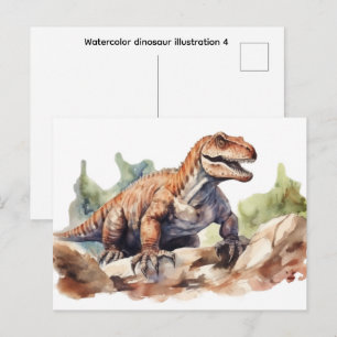 Aquarel dinosaurus illustratie 4 briefkaart