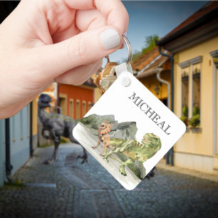 Aquarel Dinosaurus T-Rex Tyrannosaurus naam  Sleutelhanger