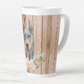 Aquarel Dobermann & Bloemen Latte Mok (Rechterhoek)