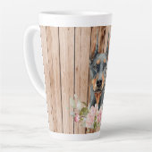 Aquarel Dobermann & Bloemen Latte Mok (Linkerhoek)