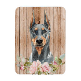 Aquarel Dobermann & Bloemen Magneet