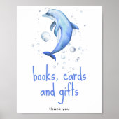 Aquarel dolfijn - Boeken kaarten en cadeaus Poster (Voorkant)