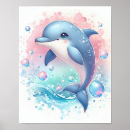 Aquarel Dolfijn Poster