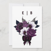 Aquarel Donkerpaarse Bloemen Bruiloft Uitnodiging (Achterkant)