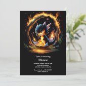 Aquarel Draak Verjaardagsuitnodiging Kaart (Staand voorkant)