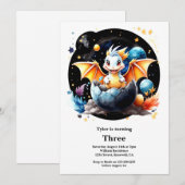 Aquarel Draak Verjaardagsuitnodiging Kaart (Voorkant / Achterkant)