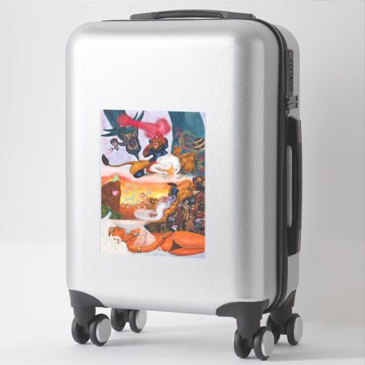 Aquarel Dragon Fantasy Eros rijden Leeuwin Sticker (Koffer)