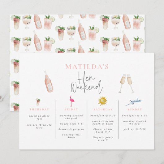 aquarel drank uitnodiging voor vrijgezellenfeestje (Voorkant / Achterkant)