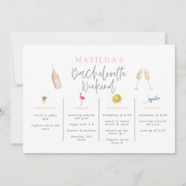 Aquarel drankjes bachelorette weekend itinerarium kaart