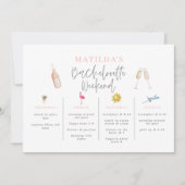 Aquarel drankjes bachelorette weekendprogramma kaart (Voorkant)