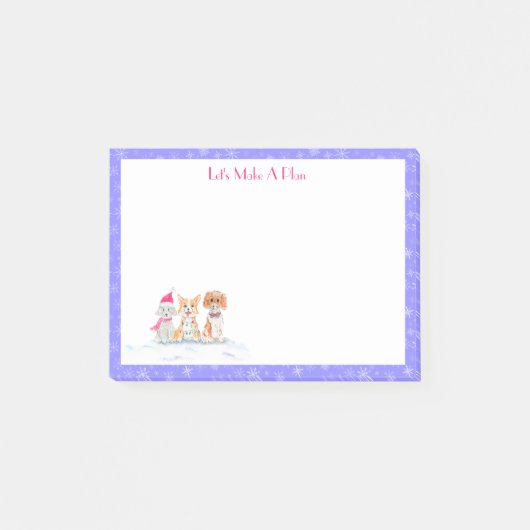 Aquarel Drie Schattige Honden Klaar Voor Kerstmis Post-it® Notes (Voorkant)