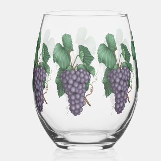 Aquarel Druiven Wijnglas Zonder Voet