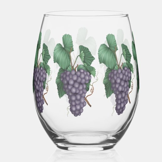 Aquarel Druiven Wijnglas Zonder Voet