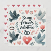 Aquarel Duiven en Hart Ontwerp – Wees Mijn Voor Al Feestdagenkaart (Voorkant / Achterkant)