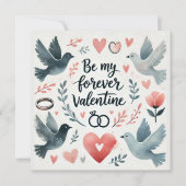 Aquarel Duiven en Hart Ontwerp – Wees Mijn Voor Al Feestdagenkaart (Voorkant)