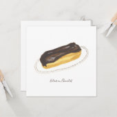 Aquarel Éclair au Chocolat Kaart (Voorkant / Achterkant in situ)