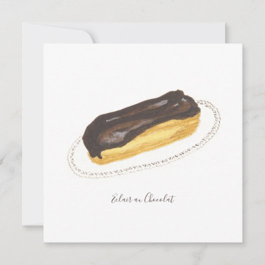 Aquarel Éclair au Chocolat Kaart (Voorkant)