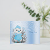 Aquarel Eend Blauwe Bloemen Ansichtkaart Briefkaart (Staand voorkant)